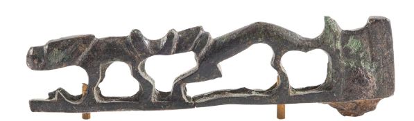 A ROMAN BRONZE FOLDING KNIFE HANDLE, CIRCA 2ND CENTURY A.D.,