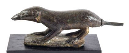 AN EGYPTIAN BRONZE MODEL OF A SHREW, LATE PERIOD, CIRCA 664-332 CENTURY B.C.