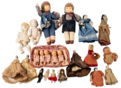A collection of early 20th century and later miniature porcelain dolls and others similar.