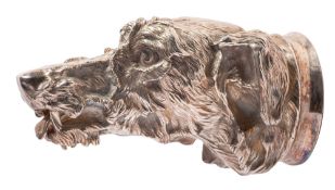 An Elizabeth II silver stirrup cup, in the form of a hound mask, perhaps a deer or wolfhound,
