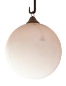 A silver glass witch's ball, 20th century; with metal hanging ring,
