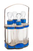 A late 19th/ early 20th century silver & enamel swing-handle scent bottle frame,