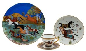 A group of Hermes Cheval d'Orient pattern porcelain comprising a charger, 44cm diameter,