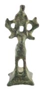 A ROMAN BRONZE STAG CIRCA 2ND CENTURY A.D. with a bird sitting on its antlers, 8cm.