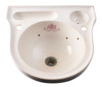 A late 19th century Royal Mail Steam Packet Company cabin earthenware sink,