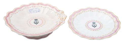 HMS 'Edgar' a late 19th century ship's dinner service Pearlware tazza and plate,