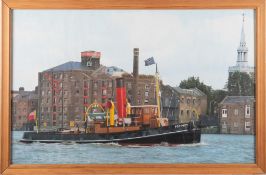 20th century school - 'Loading timber in to Barges at Corporation Dock
