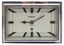 An Athel Line Limited Art Deco rectangular chrome cabin clock, maker Henry Browne & Sons Ltd,