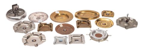 A collection of a shipping line metalware ashtrays,