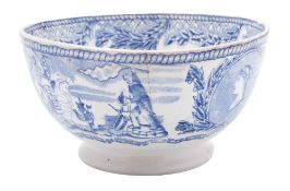 A Victorian Royal Navy blue and white mess bowl