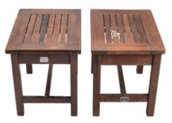 A rectangular teak luggage stand constructed from timbers reclaimed from the liner SS ' Esperance