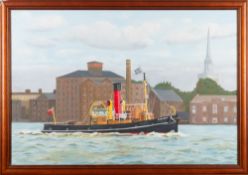 L A Porter (British, 20th Century) - The Tanker 'Braer' ashore in The Shetlands