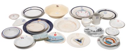 A collection of various Liner tableware, including a P&O dinner plate,