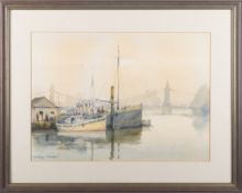 Sidney Cardew (British, b 1931) - 'Barge Roads, River Thames' - Watercolour on paper -