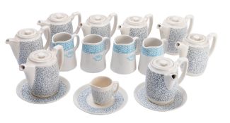 Seven SS 'Canberra' 'Blue Maze' pattern teapots by Ashworth Brothers,