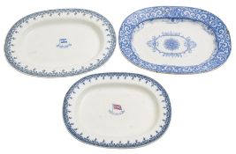 A late Victorian Royal Mail Steam Packet Company ' Albert Star' pattern blue and white meat plate,