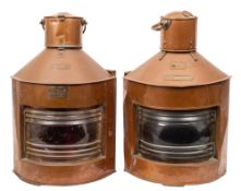A copper 'Starboard' lantern, maker Telford, Grier, Mackay & Co Ltd, Glasgow,