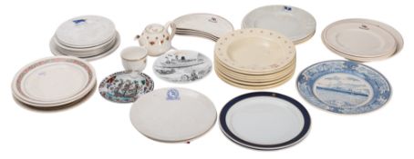 A collection of various Liner tableware, including Currie Line Ltd side plates,