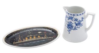 'RMS Titanic & White Star' A soot edged plate by R C Bottriell,