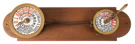 A bulkhead engine room telegraph and indicator from a vessel of the Irrawaddy Flotilla,