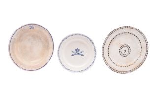 An early 20th century salvaged earthenware Naval mess soup bowl No.26,