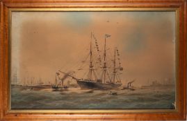 Late 19th century British school - The 'Lufra' under tug - Watercolour on paper -