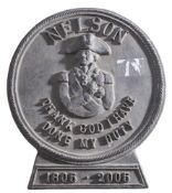 A Nelson bicentenary Commemorative circular lead plaque 'Thank God I Have Done My Duty',