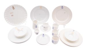 A collection of Admiralty tea wares, white with blue and gilt emblem,