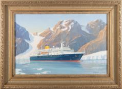 Stephen J. Card (American, 20th Century) - 'Saga Pearl' - Oil on canvas - 29 x 44.5cm, 42 x 57.