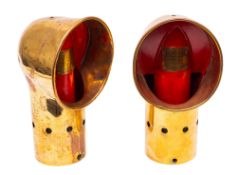 A pair of Patent 'Waterproof' Lifeboat ventilators, brass construction with vent holes,