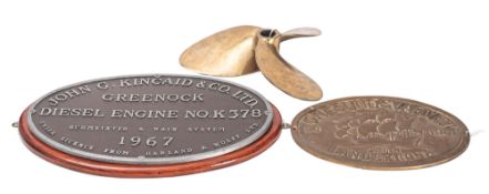 John G. Kincaid & Co Ltd, Greenock, An oval alloy builder's plate