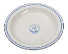 A late 19th/early 20th century stoneware soup bowl for SS Yacht 'Britannia',