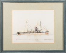 A group of four watercolours of ship portraits including 'HMS Electra', 'SS Knight of St. John',