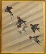 A set of nine Chinese silkwork and glass double-sided placemats,