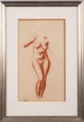 20th Century British school - Two nude life studies - Red chalk or conte crayon on paper - 45 x
