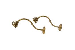 A pair of gilt brass and glass wall appliques,