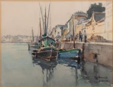 Henri Bouvrie (French, 1896-?) - 'Audierne' - Watercolour on paper - 25 x 33cm,