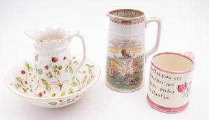 A group of Pottery and porcelain mugs and jugs,