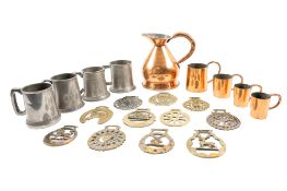 Various metal wares, to include a copper jug & measures,