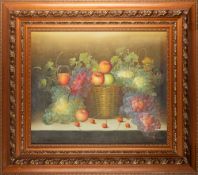 Romero (20th Century) - Two still life studies of fruit - Oil on canvas - Each 48 x 58.5cm, 75.