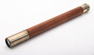 A leather cased single draw telescope, maker Heath & Co Ltd, London,