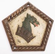 A bronze boat badge for HMS 'Amphion'. 18cm high.
