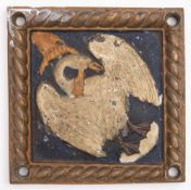 A bronze boat badge for the Royal Navy Halcyon-class minesweeper HMS 'Leda' (J93).16cm high.