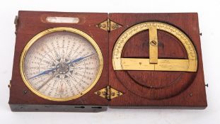 A 19th century mahogany cased pocket compass, unsigned,