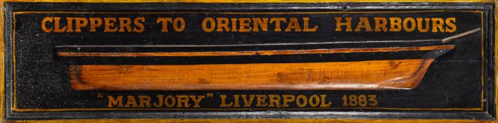 A reproduction half block model sign ' Clippers To Oriental Harbours.