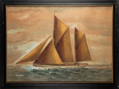 Early 20th Century British school - 'The Sailing Yacht Diligent off the Eddystone' - Watercolour