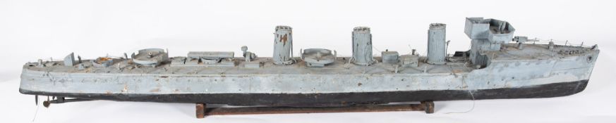 An early 20th century scratch built model of the Royal Navy S-class destroyer HMS' Saladin'