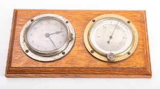 An early 20th century Short & Mason 3 inch bulkhead clock and barometer set, No.