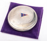 A Tiffany & Co New York Yacht Club circular pewter and enamel box and cover,