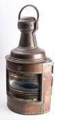 A late 19th century coper ship's lamp from the Grytvieken whaling station, King Edward Point,